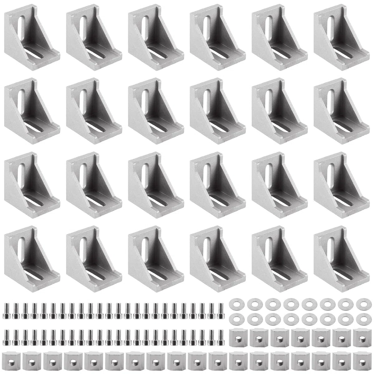 JMIATRY Lot de 24 Profile Aluminium 30 x 30mm, Equerre de Fixation, Profilés en Aluminium pour Corniere Raccord en Support Joint à Angle Droit Connecteur d'angle