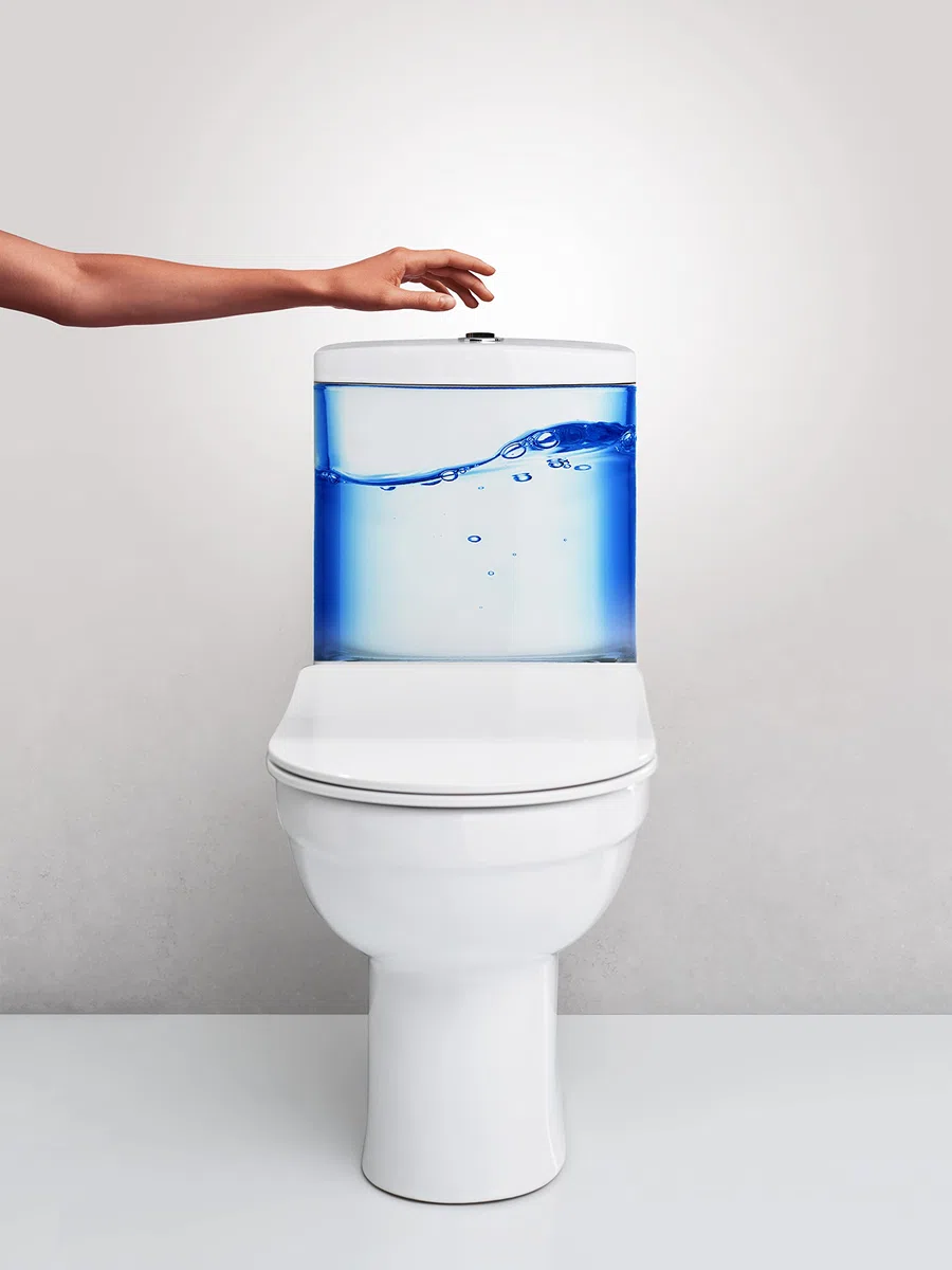 Wirquin 10723887 Chasse d'eau wc complète mécanisme wc simple chasse Aquacontrol & robinet flotteur à alimentation latérale Jollyfill, gris