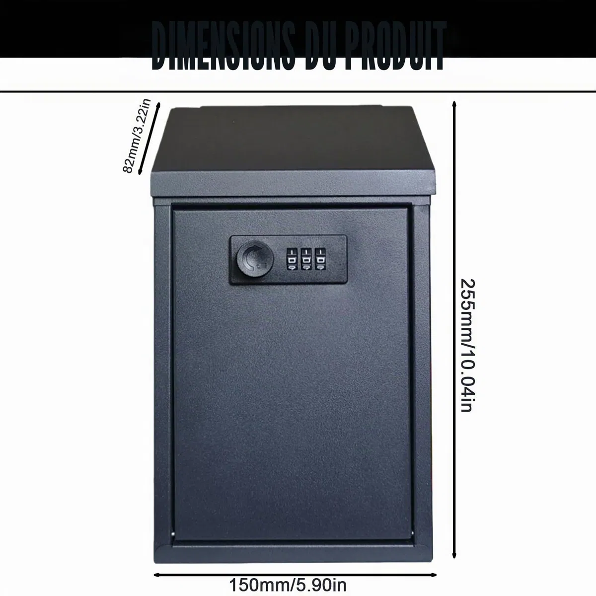Boîte aux Lettres en Métal, 150x82x255mm Boîte aux Lettres Murale Verrouillable, Boîte aux lettres Murale en Acier, boîte aux Lettres Noire avec Serrure Combinaison pour Utilisation Bureau Maison Noir