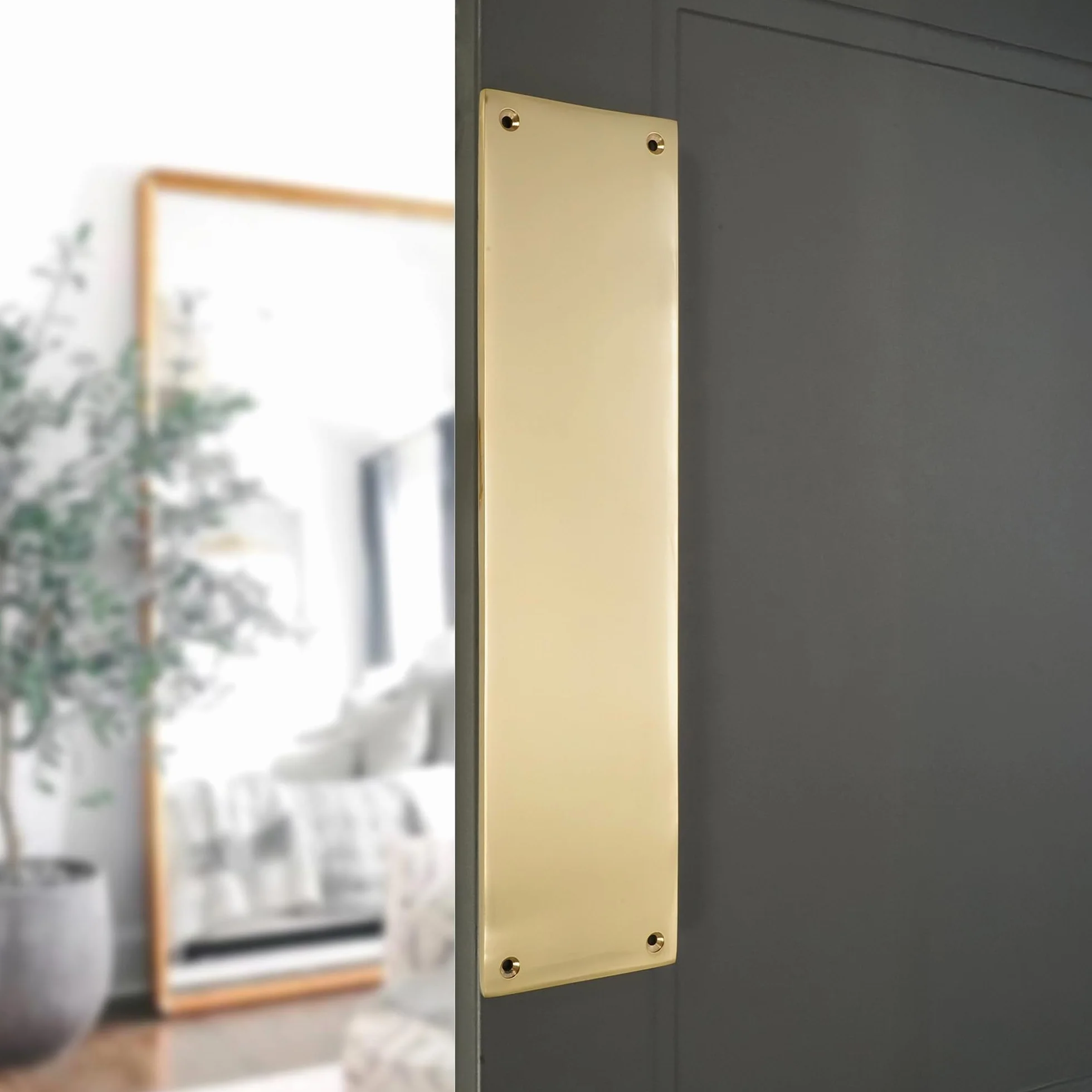 Infinity Decor Plaque de poussée de porte victorienne en laiton forgé de 5 mm, différentes finitions, 300 mm x 80 mm (laiton poli)