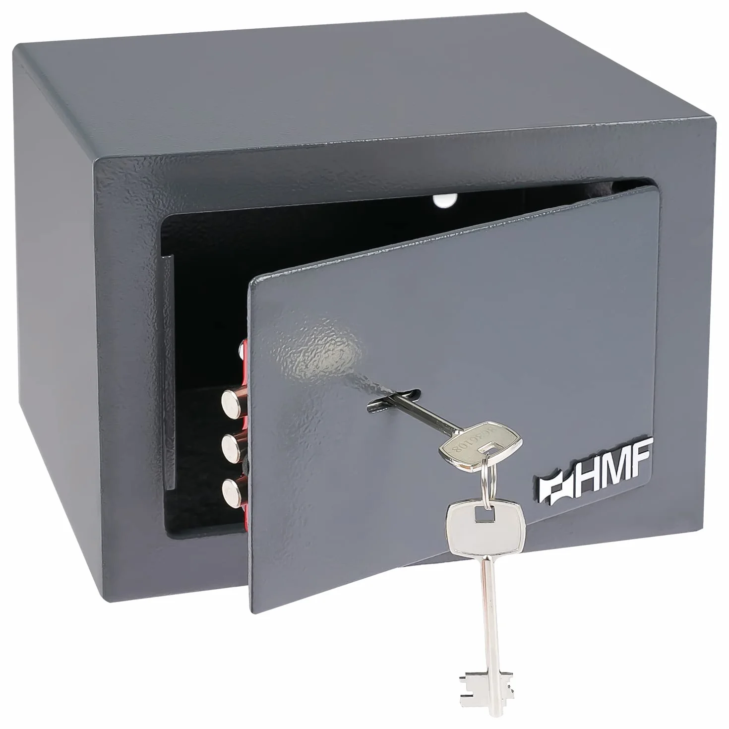 HMF Coffre fort a clef, petit coffre fort | 23 x 17 x 17 cm | Anthracite