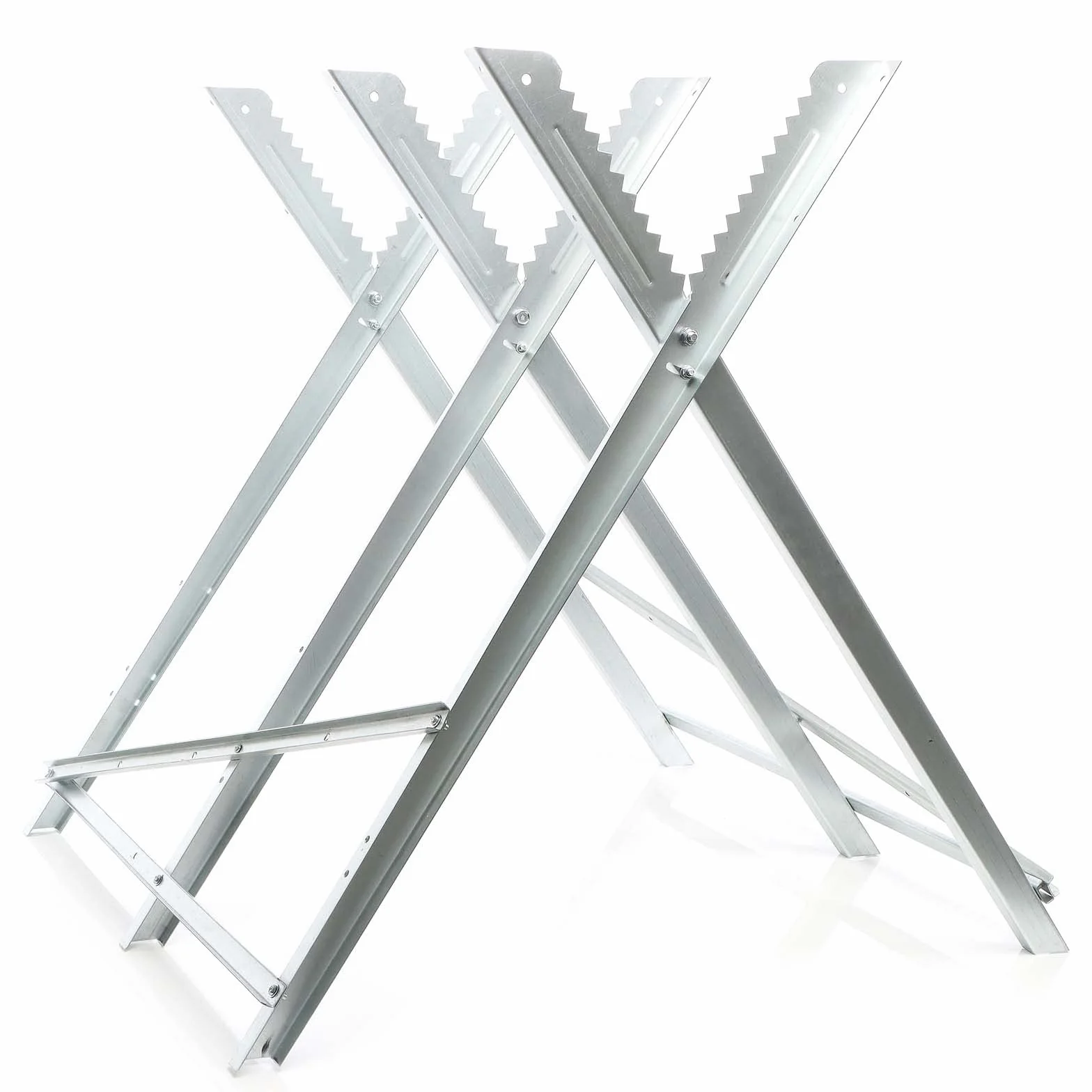 XPOtool Chevalet de sciage pliant porte bûche – 790 x 810 x 800 mm – Capacité 100 kg – en Acier galvanisé – avec Denture et 3 Support-bûches – Tréteau tronçonnage Scie Tronçonneuse Bois chauffage