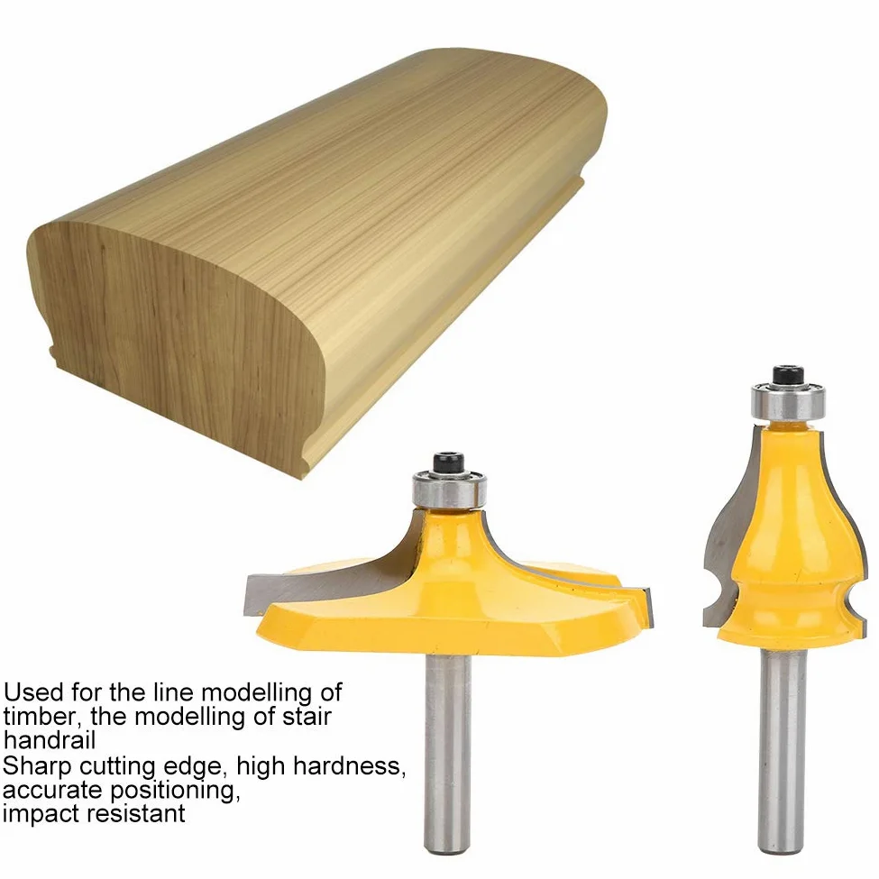 2 Pièces Tige de 8 mm Ensemble d'Embouts de Routeur, Fraises à Main Courante et Bords de Table en Carbure Outils de Coupe-Fraisage pour Le Travail Du Bois pour Professionnels et Débutants