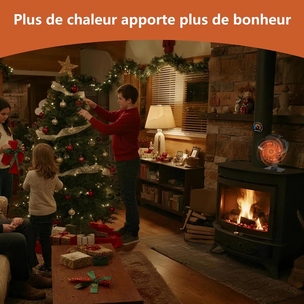 Ventilateur Poele à Bois 6 Lames | Ventilateur Cheminée avec Thermomètre Magnétique | Permet d'économiser l'énergie domestique et fonctionne silencieusement