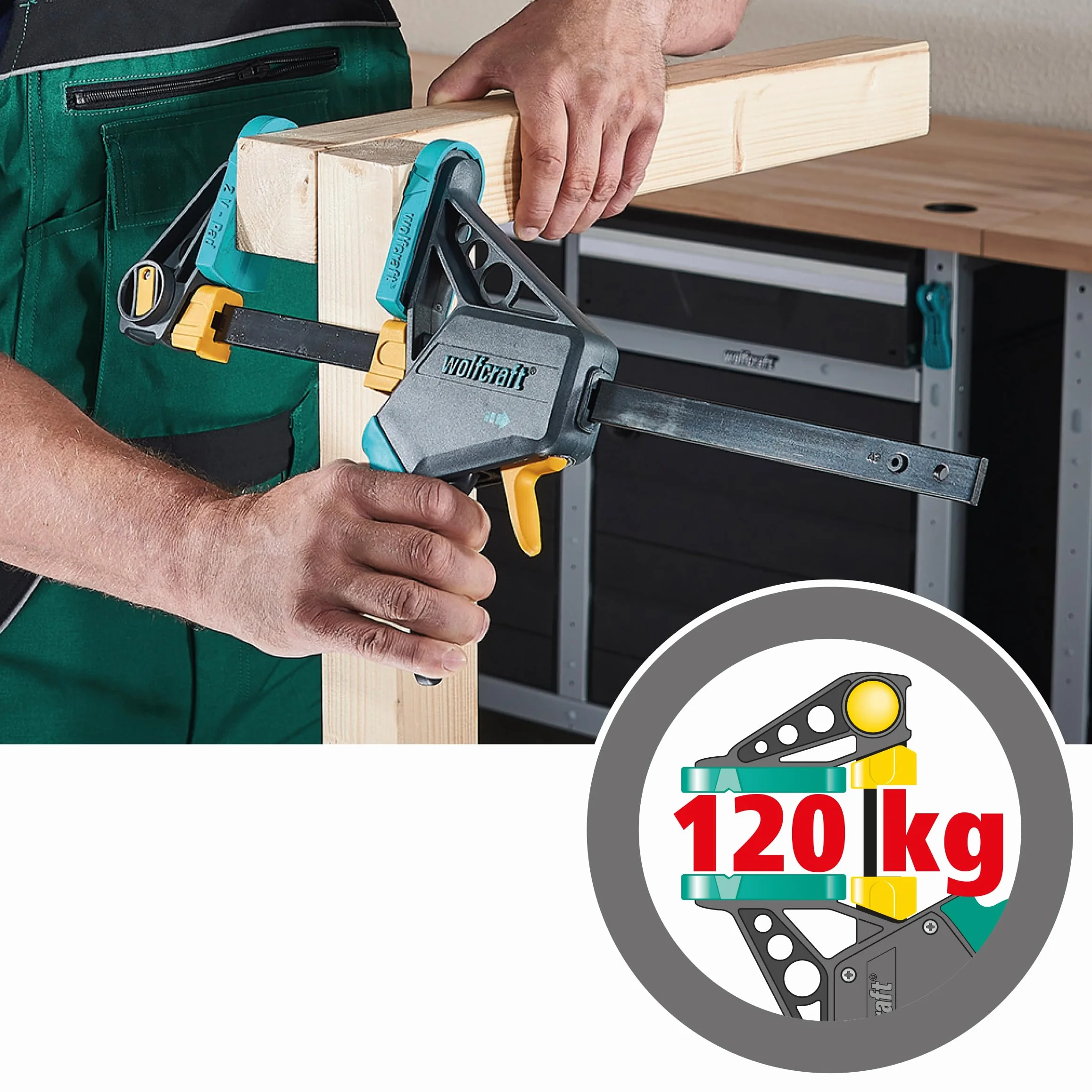 wolfcraft Serre-Joint à une Main EHZ PRO - Saillie 100 mm, 700 mm