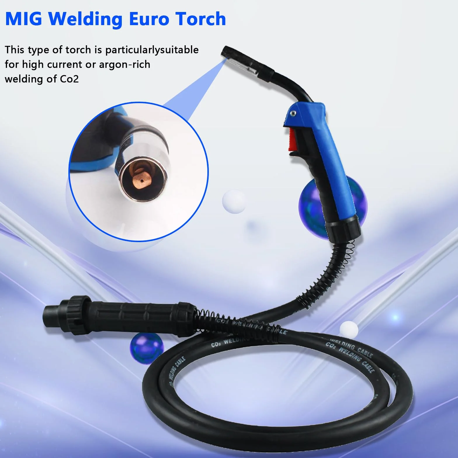 Torche à Souder Fil MIG MAG 15 AK de 4 Mètres avec 21Pcs Accessoires de Buse/Bouchon de Cône de Soudage pour Machine à Souder Semi-automatique avec Gaz Réfrigéré Par Air