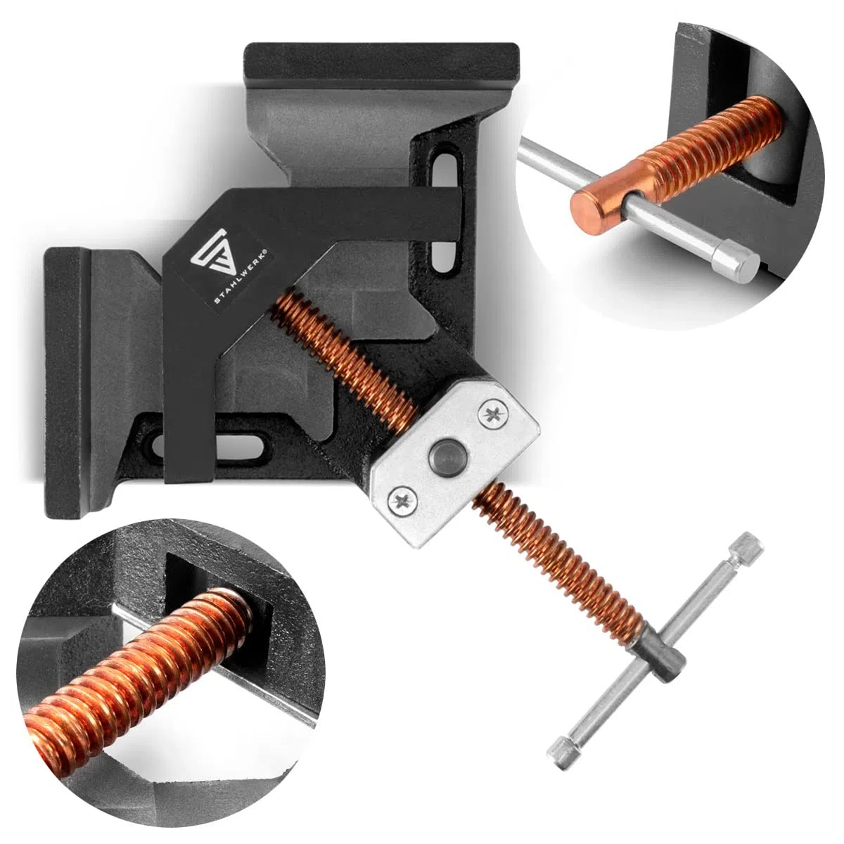 STAHLWERK WK-75 ST Pince pour angle de soudage/serrage angulaire avec ouverture de mâchoire de 75 mm pour la fixation de pièces à usiner à 90 degrés - 7 ans de garantie