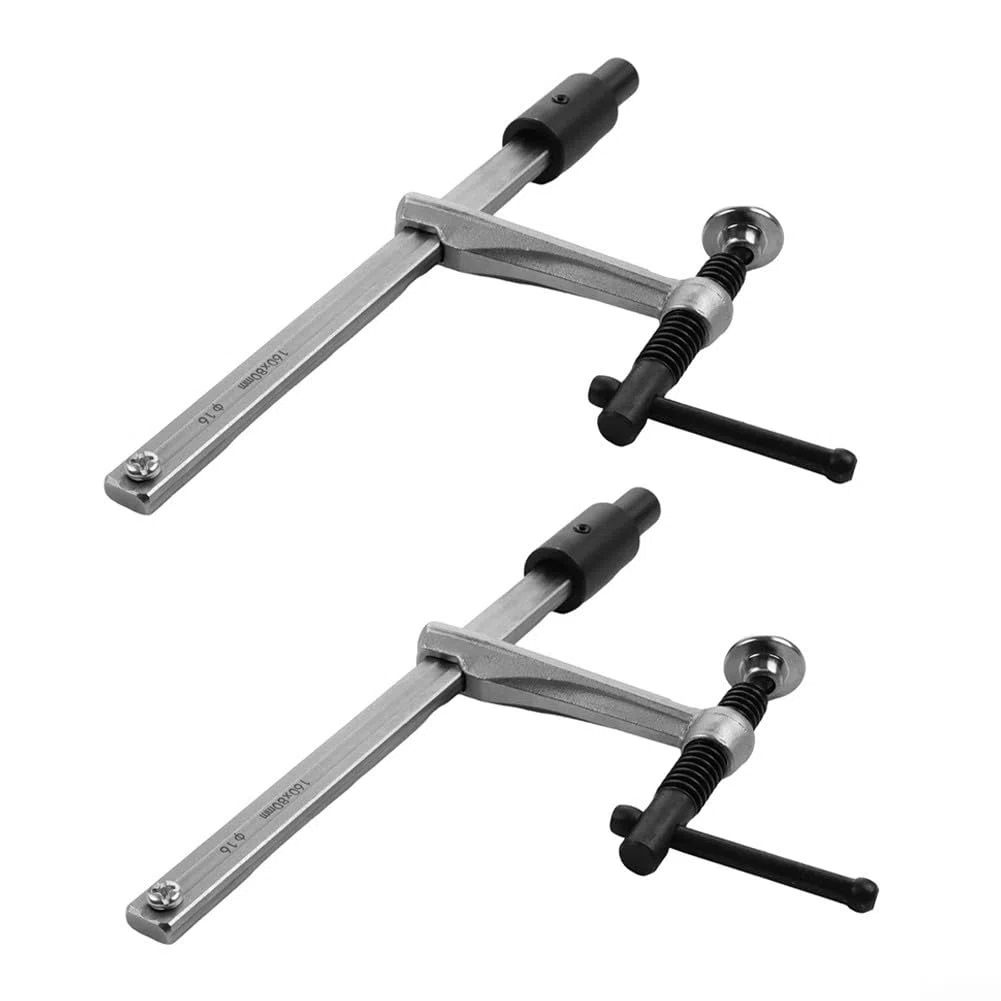 Lot de 2 colliers de serrage pour banc de travail du bois, pinces de maintien en métal pour bancs de trou de 16 mm, clips de bureau à action rapide pour le travail du bois et les tables de soudure
