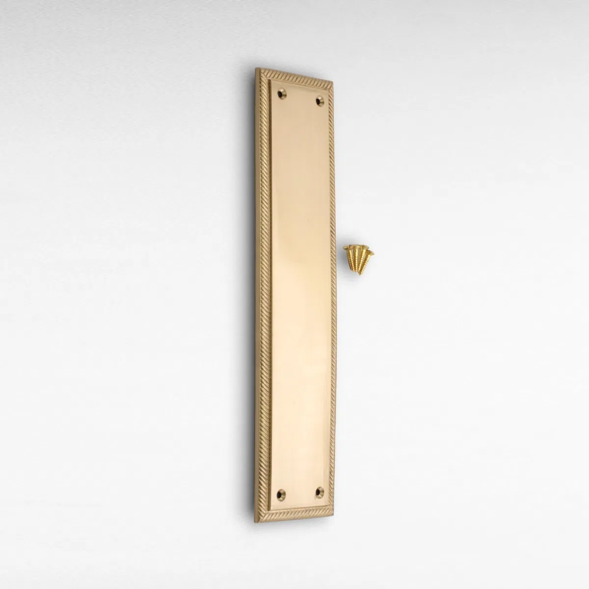 Infinity Decor Plaque de protection de porte carrée en laiton satiné avec bords torsadés - 287 x 67 mm - Pour porte intérieure ou extérieure
