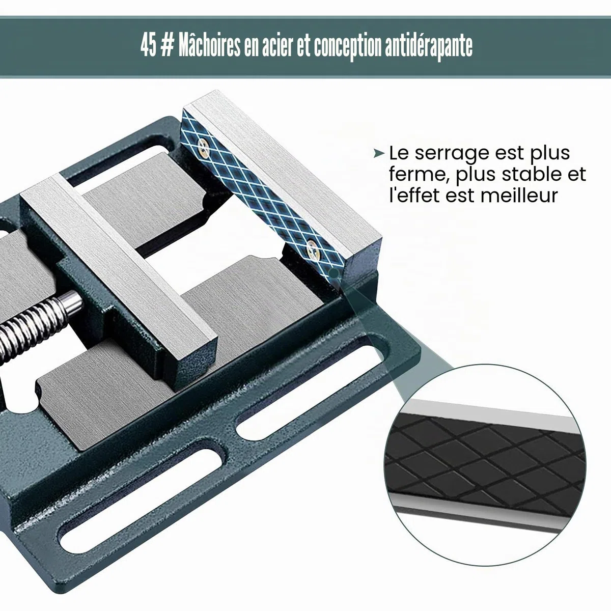 Étau de perceuse à colonne 4 pouces Étau de banc de mécanicien Pince de dessus de table Presse à serrure de verrouillage Base pivotante Étau de serrage de pince de banc de machine, 7,28 x 6,53 x