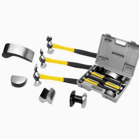 Fast World Shopping - Marteaux et tas pour carrossier - Set de 7 pièces - Carrosserie voiture, camping-car, moto - Avec malette