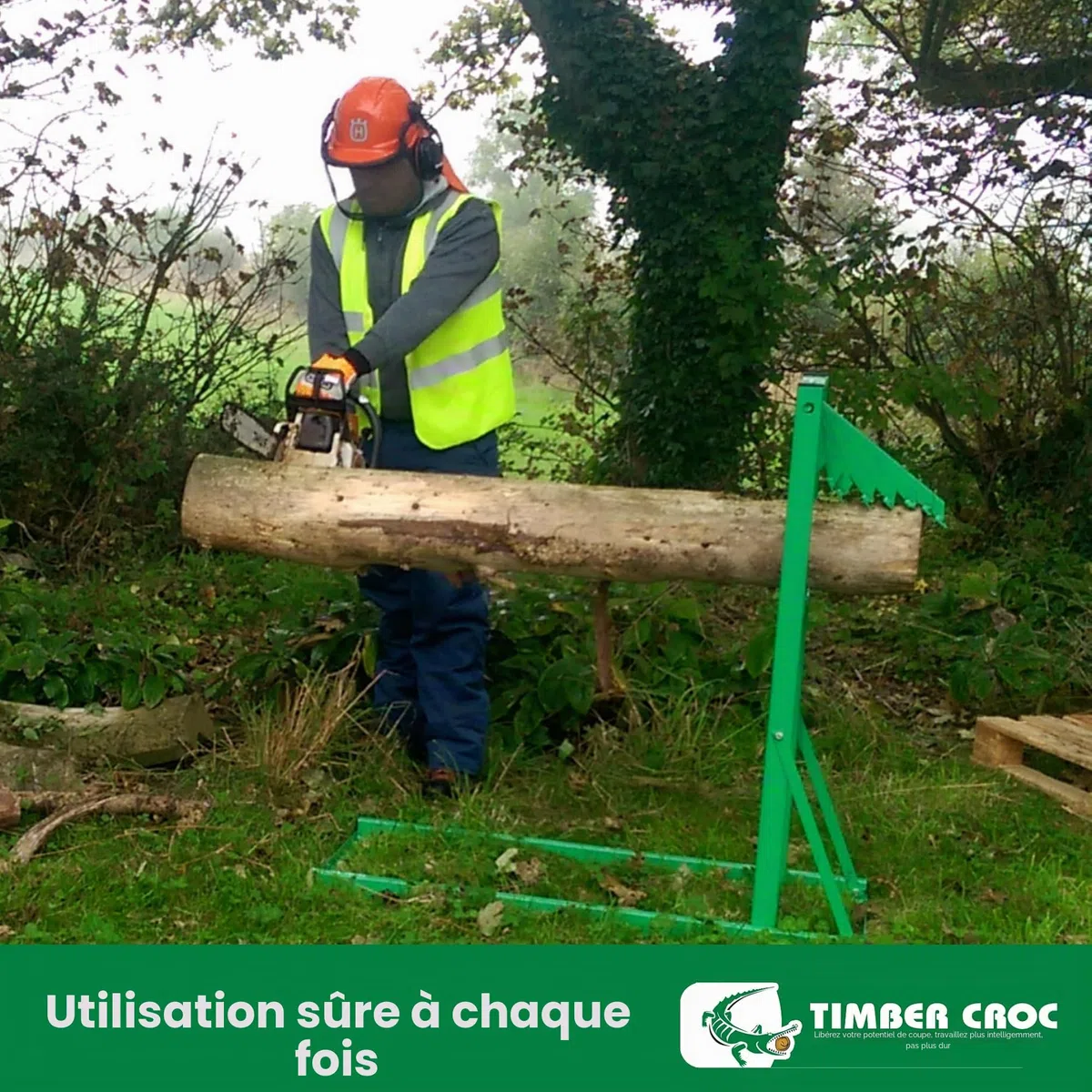 Chevalet de sciage pour bûches réglable en acier | Support de coupe de bûches | Tréteau de tronçonneuse | Capacité de levage +200 kg