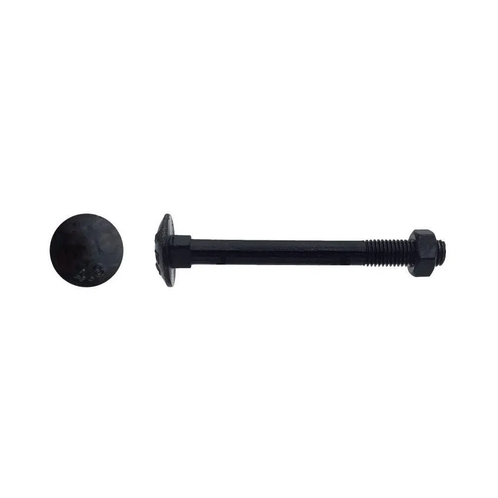 100 Boulons Tête Ronde Collet Carré TRCC 6 x 70 mm - DIN 603 - Zingué Noir - D-Work