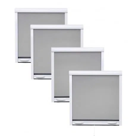 Pack éco de 4 moustiquaires enroulables alu H145 cm x L130 cm Blanc