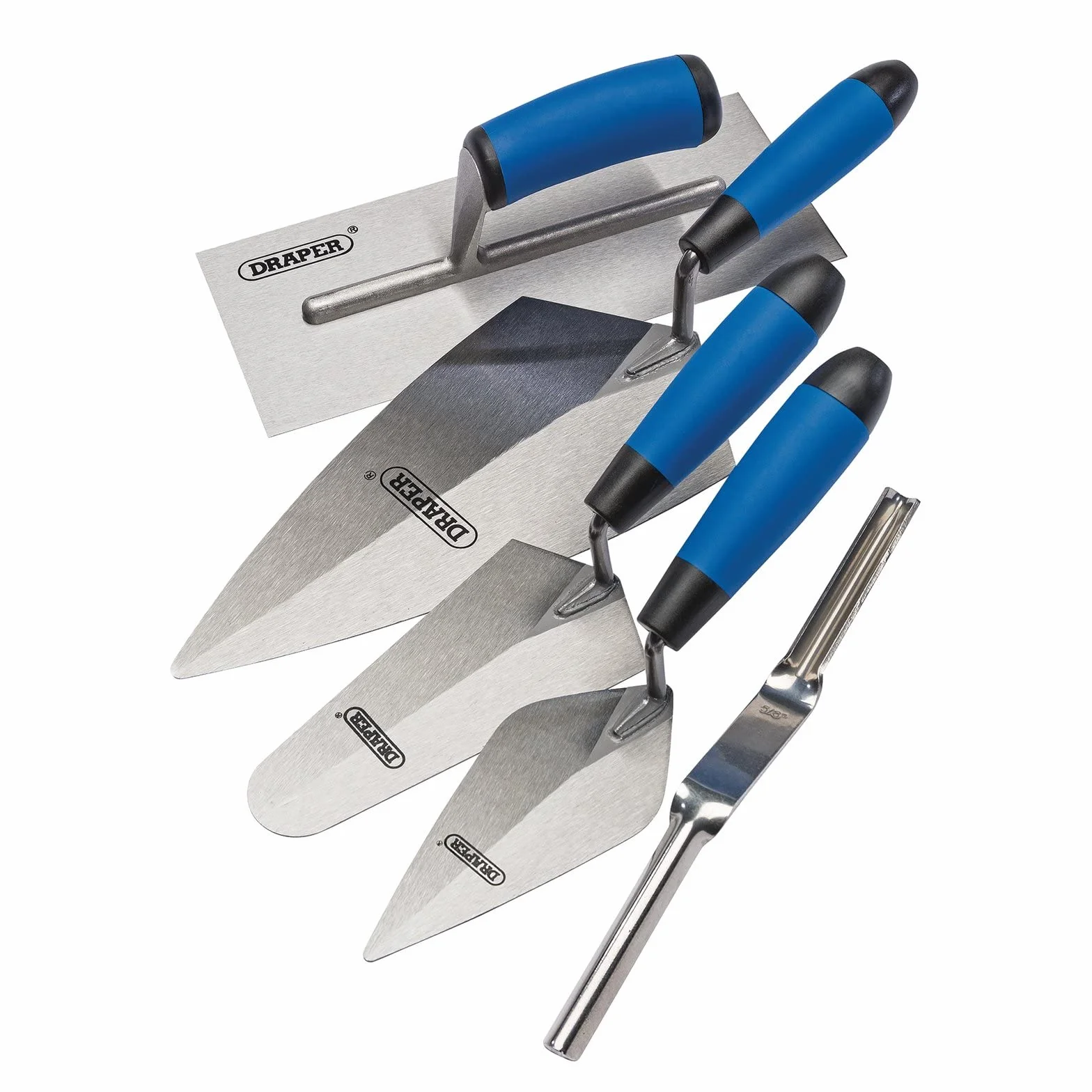 Draper 70372 Soft Grip Trowel Set, 5 Piece, Silver and Blue, One Size