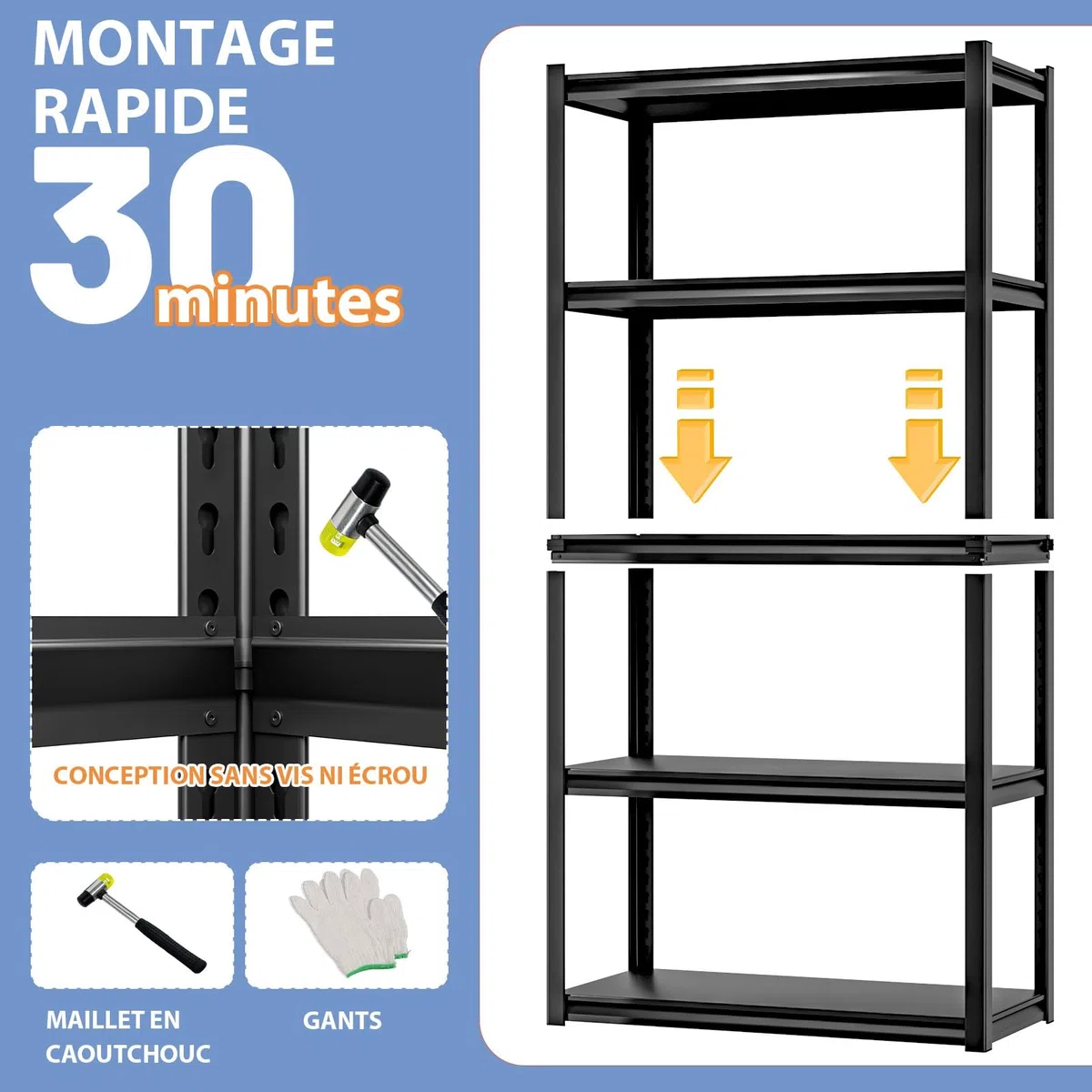 Himimi Étagère de Rangement 5 Niveaux 1000 kg Étagère Métallique Robuste avec Clayettes Réglables en Hauteur Étagère Ouverte pour Cave Garage Entrepôt Cuisine Rayonnage de Stockage 90x40x182 cm Noir