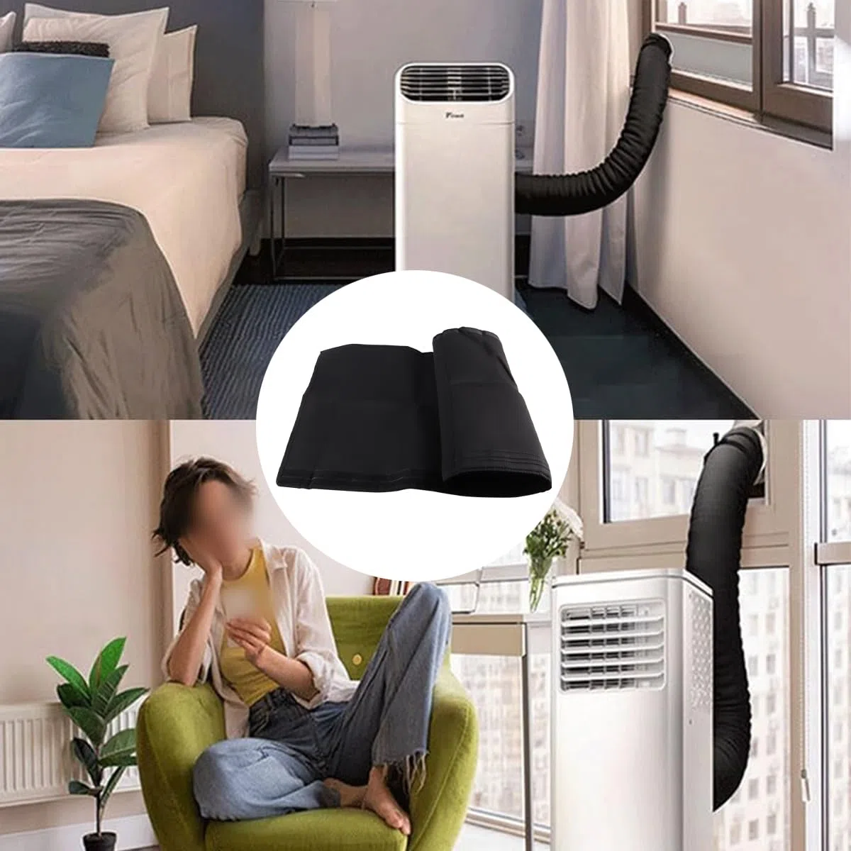 Housse isolante pour tuyau d'échappement de climatisation mobile, compatible avec les tuyaux de 5 et 5,9 pouces (noir)