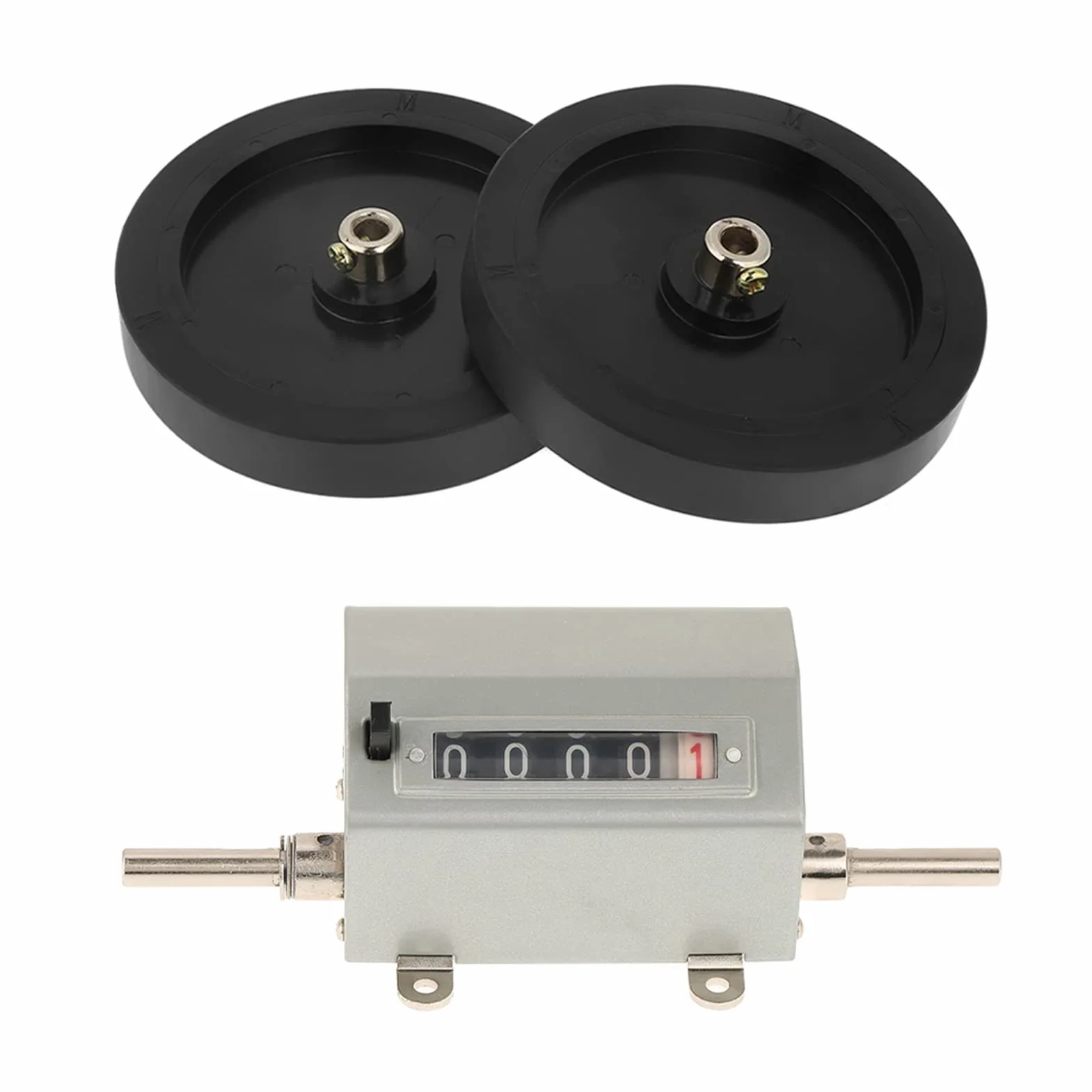 Compteur de Mesure Mètres Corde Câble Longueur Compteur Métal 1Pc Roue Roulante 5 Chiffres 0 9999.9 Longueur Compteur Vitesse Maximale 350 Tr/min Gris Réinitialiser