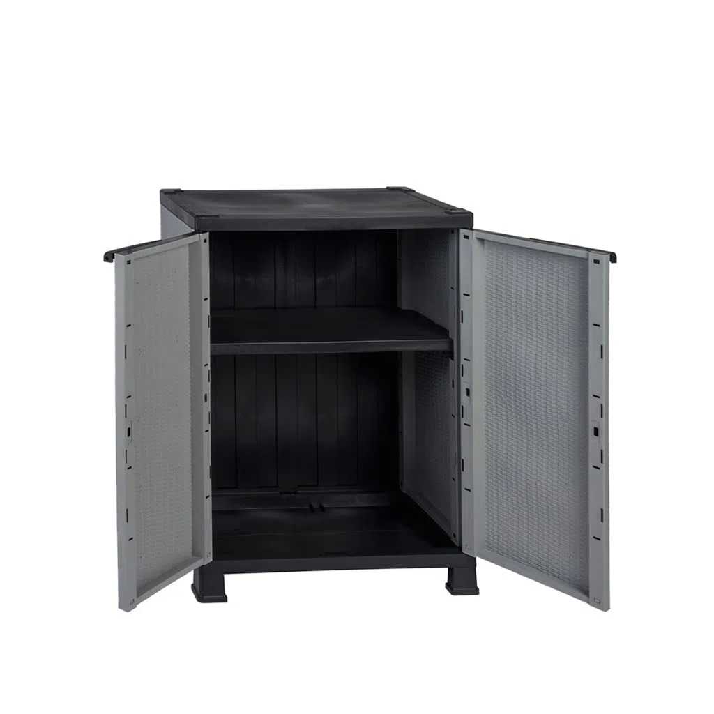 Kreher Armoire en plastique Madera, au design rotin avec une étagère réglable avec une capacité de charge de 20 kg, version moyenne