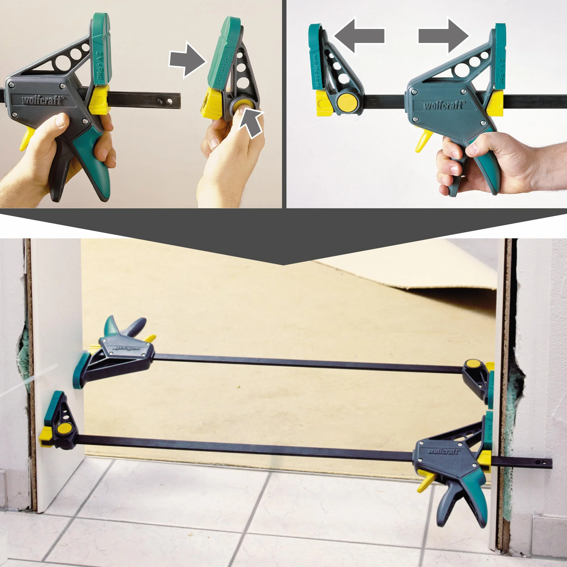 wolfcraft Serre-Joint à une Main EHZ PRO - Saillie 100 mm, 700 mm
