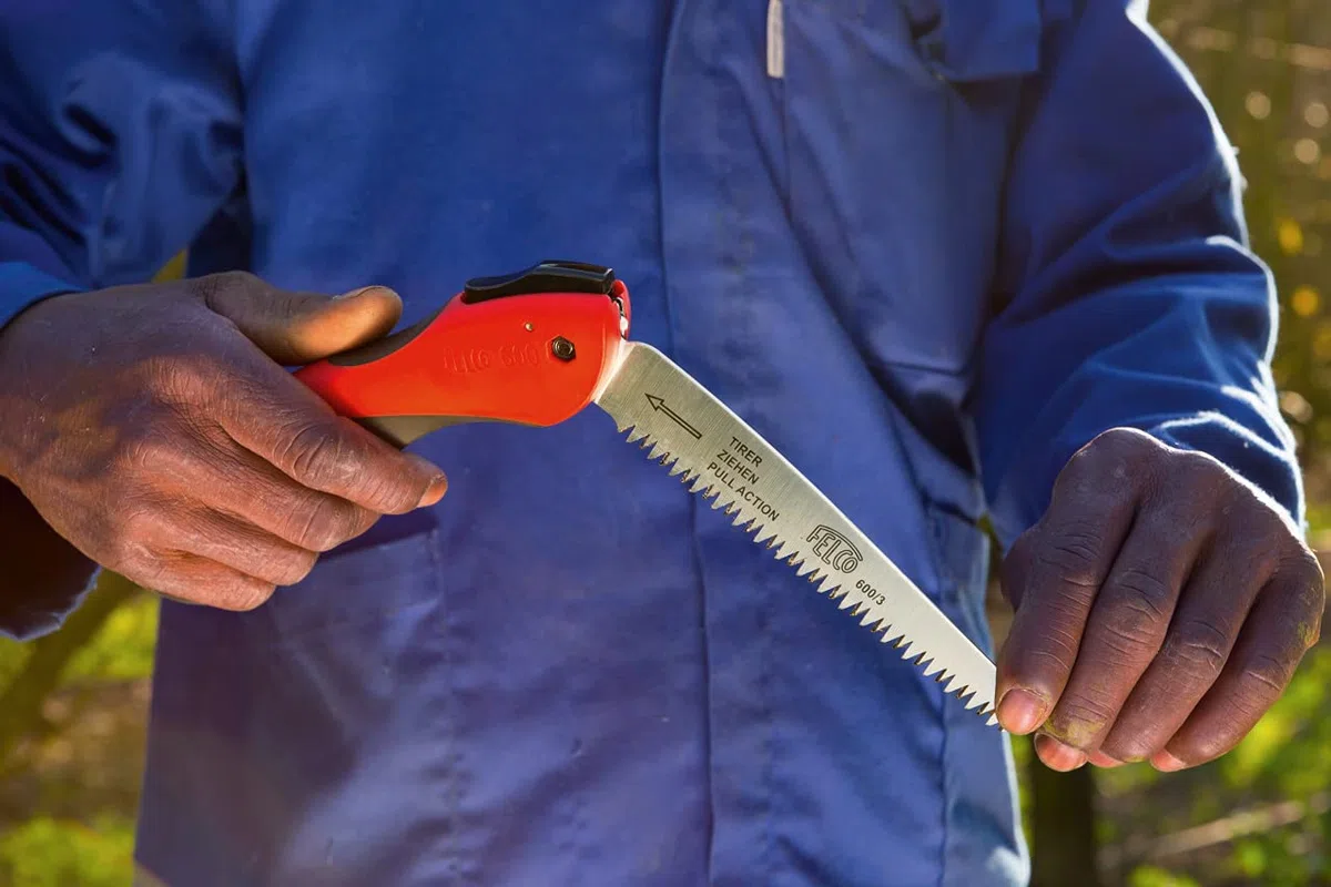 FELCO 600 Scie (lame de scie 16 cm, scie pliante coupe Ø 50 mm, longueur 350 mm, coupe tirante, scie pliante, scie pour arbres pour droitiers et gauchers)