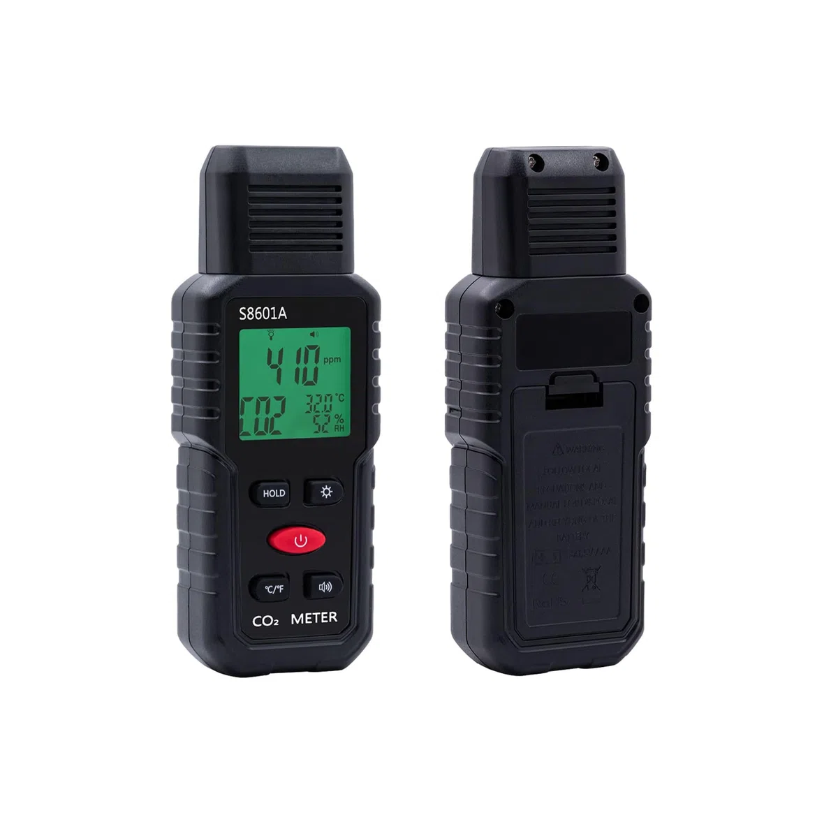 Mcbazel Moniteur de Qualité de l'Air 3 en 1,Détecteur CO2,Mètre de Température et d'Humidité,Mètre Environnemental Infrarouge CO₂ Support Rappel Vocal/Lumière pour Ecoles, Maisons,Bureaux,Lieux Public