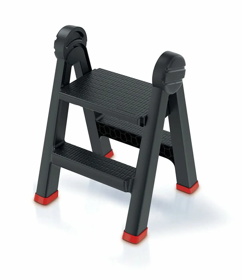 Kistenberg Escabeau Pliant avec 2 marches (accès des Deux côtés, Pliable, Charge maximale 150 kg, avec Pieds antidérapants, Plastique, 470 x 435 x 630 mm)