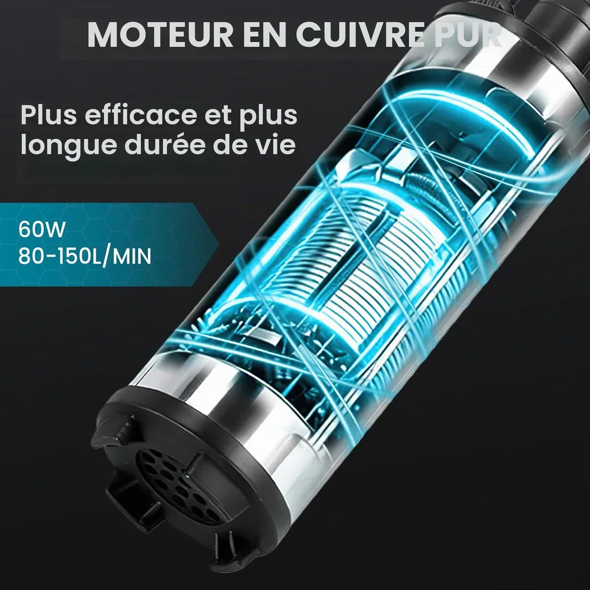 Pompe à immersion à batterie 18 V, pompe à diesel 60 W, pompe à huile portable pour diesel, essence, huile, eau, hauteur de refoulement de 3-5 m, câble de 5 m, 50-80 L/min (2 batteries)
