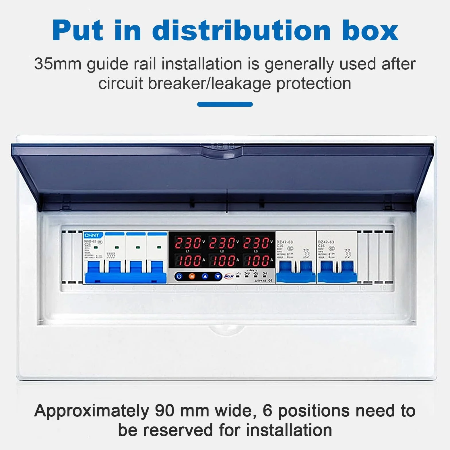 Jadeshay Protecteur de Courant de Tension Triphasé AC220V 100AVoltmètre Ampèremètre Rail Din Triphasé Dispositif de Protection Contre Les Surtensions/sous-tensions