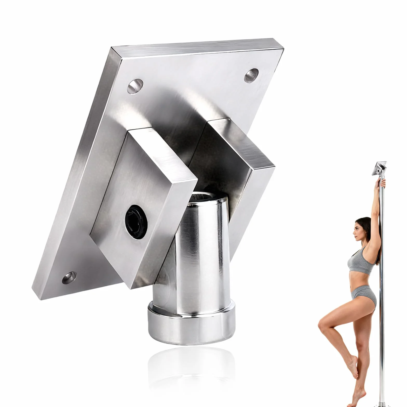 Plaque Fixation pour Pole Dance, Plaque Fixation Universelle de Qualité Supérieure Barre de Pole Dance au Plafond Accessoire Pratique l'Installation au Plafond pour Maison Studio (Argent)