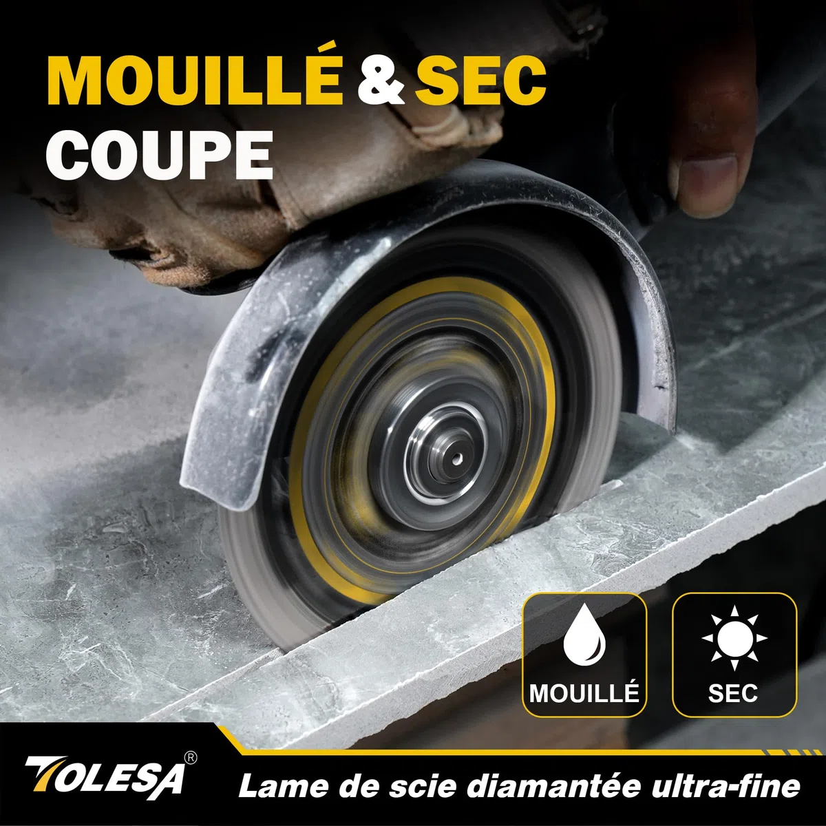 TOLESA Disque Diamant 125 mm, Disque de Coupe Extra Fin pour Carrelage, Céramique, Marbre et Granit, Coupe à Sec ou à l’Eau, Alésage 22,23 mm avec Bagues 20 mm & 16 mm (Lot de 3)