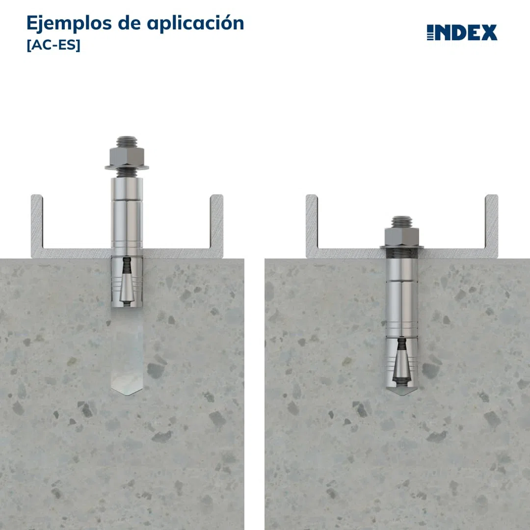 INDEX AACES08 - Anclaje de acero con aletas para cargas altas. Espárrago (M8 x 50 Ø14, 50 uds.)