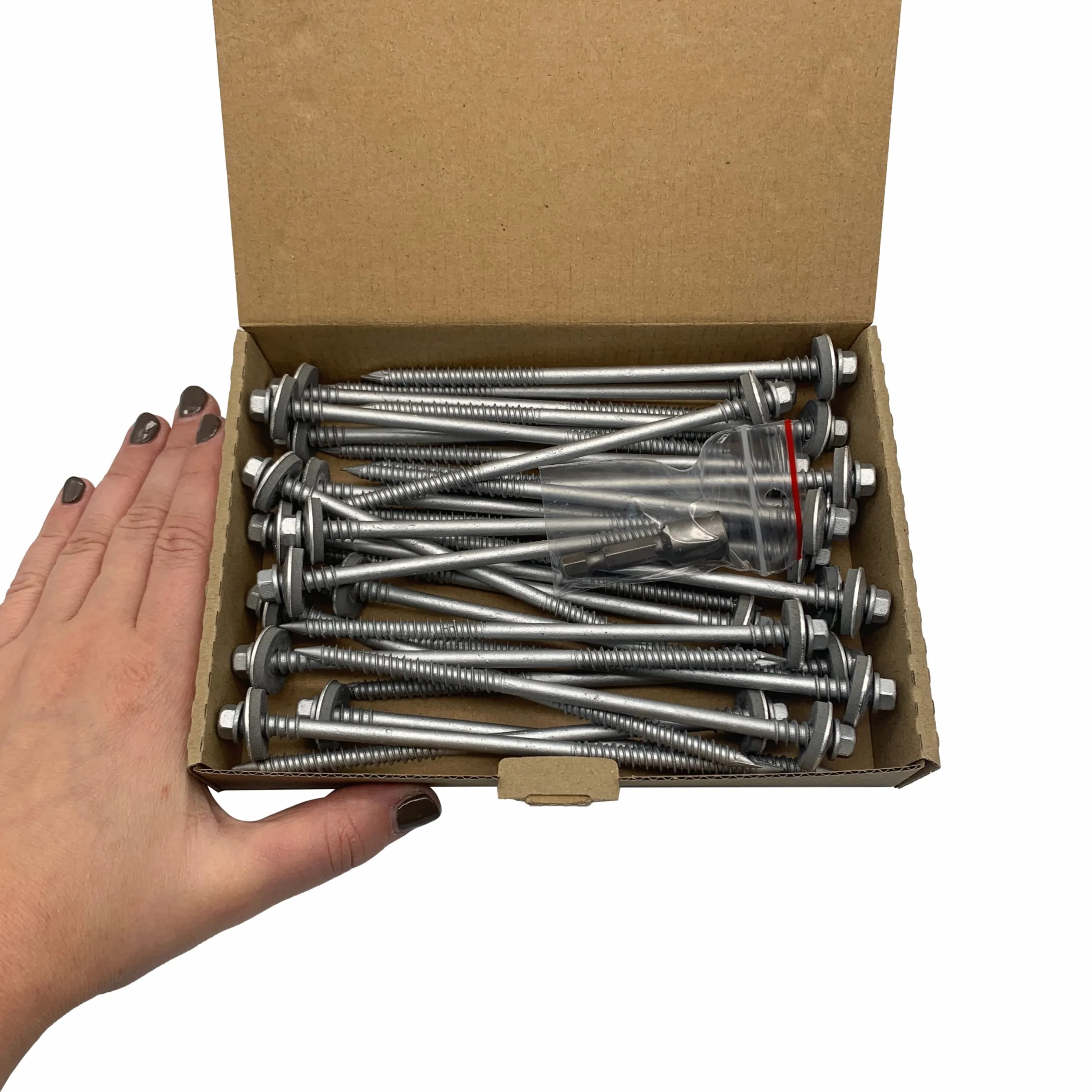 Marcopol Lot de 30 vis à tête hexagonale auto-foreuse 6,4 x 140 mm en acier au carbone avec rondelles EPDM pour fixer des panneaux sandwich (30, 6,4 x 140 mm), gris