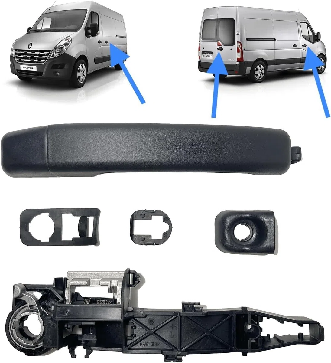 Mécanisme Intérieur + Poignée de Porte Avant Droite (Coté Passager) ou de Porte Coulissante Gauche (Coté Chauffeur) ou Porte Battante Arrière compatible Master 3 Movano B NV400 806069981R 806064162R