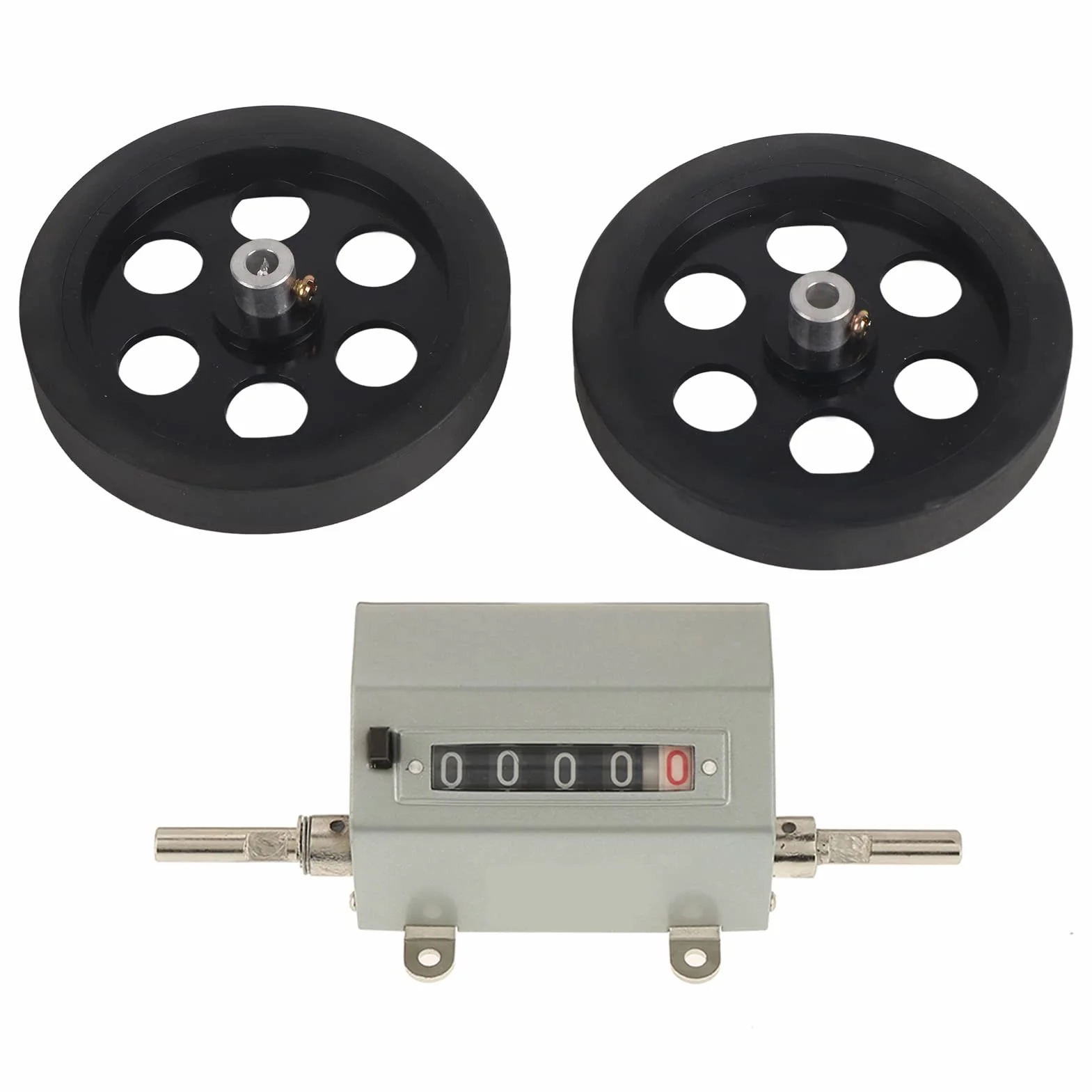 Compteur de Mesure Mètres Corde Câble Longueur Compteur Métal 1Pc Roue Roulante 5 Chiffres 0 9999.9 Longueur Compteur Vitesse Maximale 350 Tr/min Gris Réinitialiser