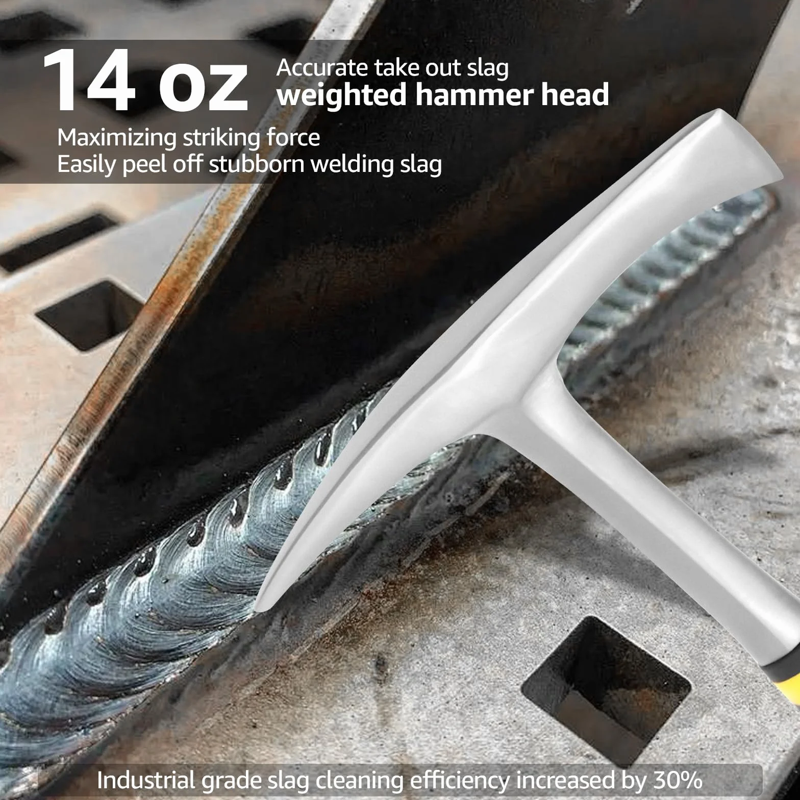 Marteau burineur 31 cm ultra aiguisé, marteau de soudage, marteau de soudage, marteau de soudure, outil robuste pour enlever les scories, avec poignée ergonomique, marteau de soudage, marteau à chipi