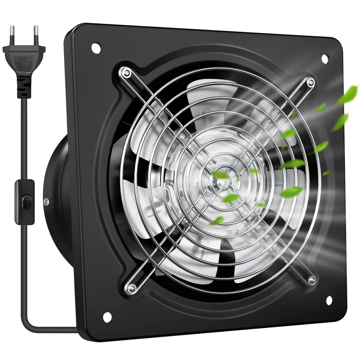 150 mm Extracteur d'Air Chaud 525m³/h– Puissant, Silencieux, et Efficace | Valve Anti-Retour | Prévention de l'Humidité et Refroidissement | Idéal pour Cuisine, Salle de Bain, Noir