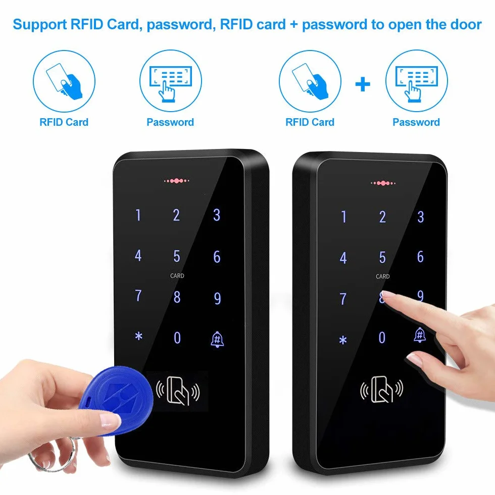 FST IP68 étanche Contrôle d'accès Clavier Extérieur RFID Clavier Contrôleur d'accès WG26 / 34 écran Tactile + 10 pcs Porte-clés pour Système de Contrôle d'accès de Porte