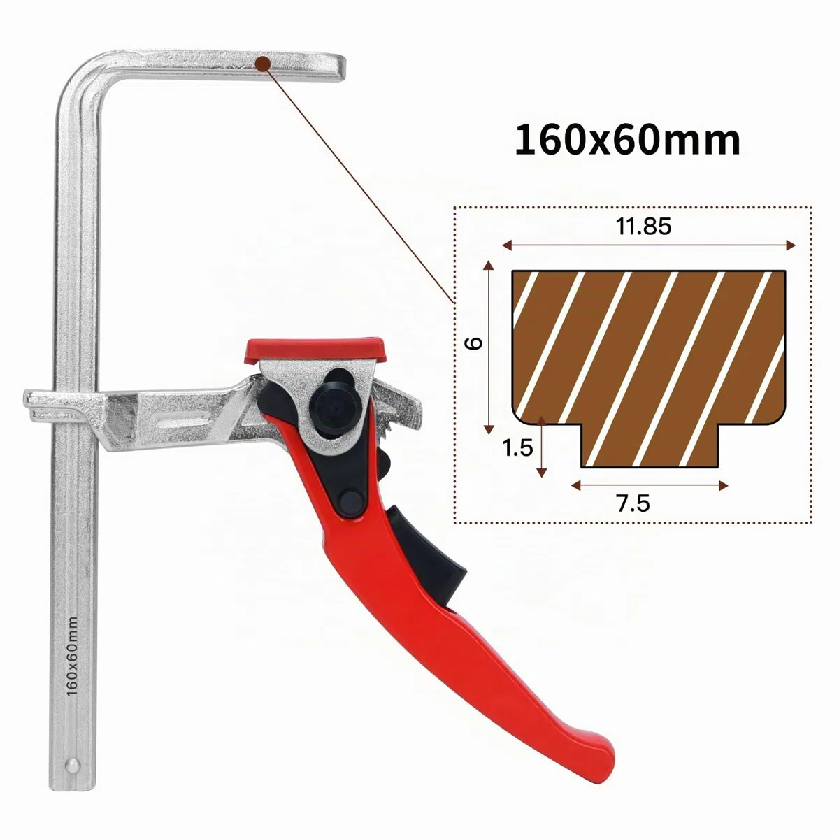 Deux PièCes Serre Joint Menuisier, Tout En Acier Serre Joint Rapide, Avec PoignéE à Levier, Pour Le Meulage, à Une Main Pour Table Multifonctions, Compatible Avec Table De Travail Et CNC