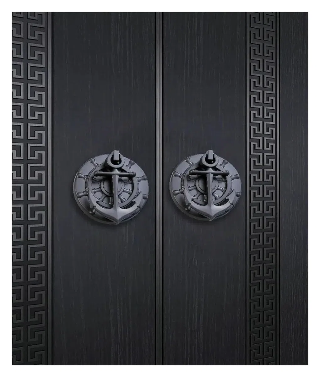 Heurtoir de Porte Poignée de heurtoir de Porte d'ancre de Bateau Antique pour la Porte d'entrée(Negro Pearl)
