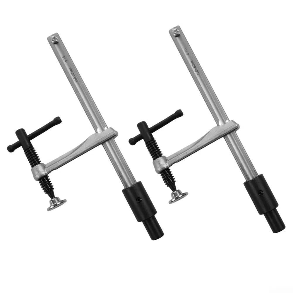 Lot de 2 colliers de serrage pour banc de travail du bois, pinces de maintien en métal pour bancs de trou de 16 mm, clips de bureau à action rapide pour le travail du bois et les tables de soudure