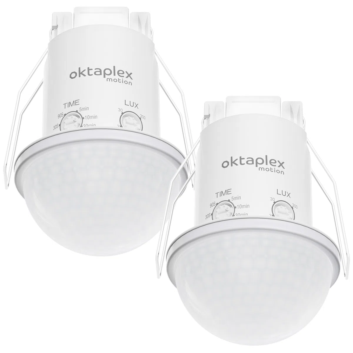 Oktaplex Kim Lot de 2 détecteurs Plafond encastrés IP54 Blancs | Capteurs PIR 10m pour salle de bain et extérieur
