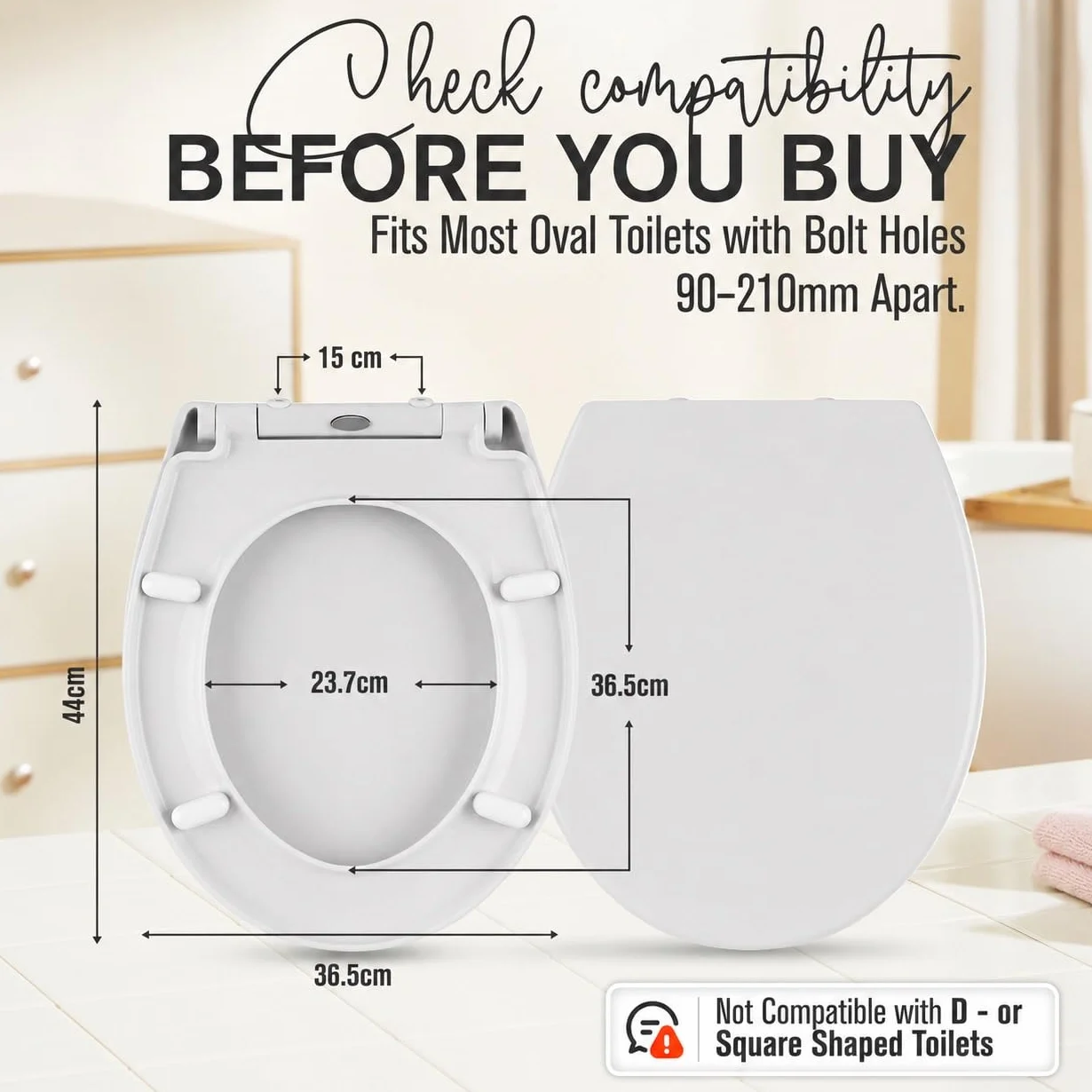 SA Products Lunette WC Clipsable Blanche avec Fermeture Douce | Abattant WC Universel à Déclipsage Rapide | Lunette de Toilette Ovale Thermodur Résistante, Cuvette Toilette Clipsable Facile à Nettoyer