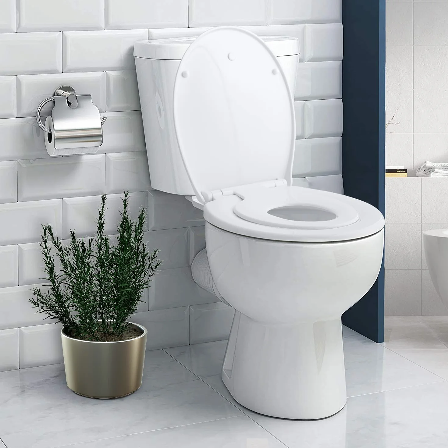 Abattant WC Familial, Himimi Lunette de Toilette avec SièGe Enfant MagnéTique, Frein de Chute et CharnièRe RéGlable, Abattant Wc en PolyéThylèNe pour Adultes et Enfants(447 X 371 X 55 mm)