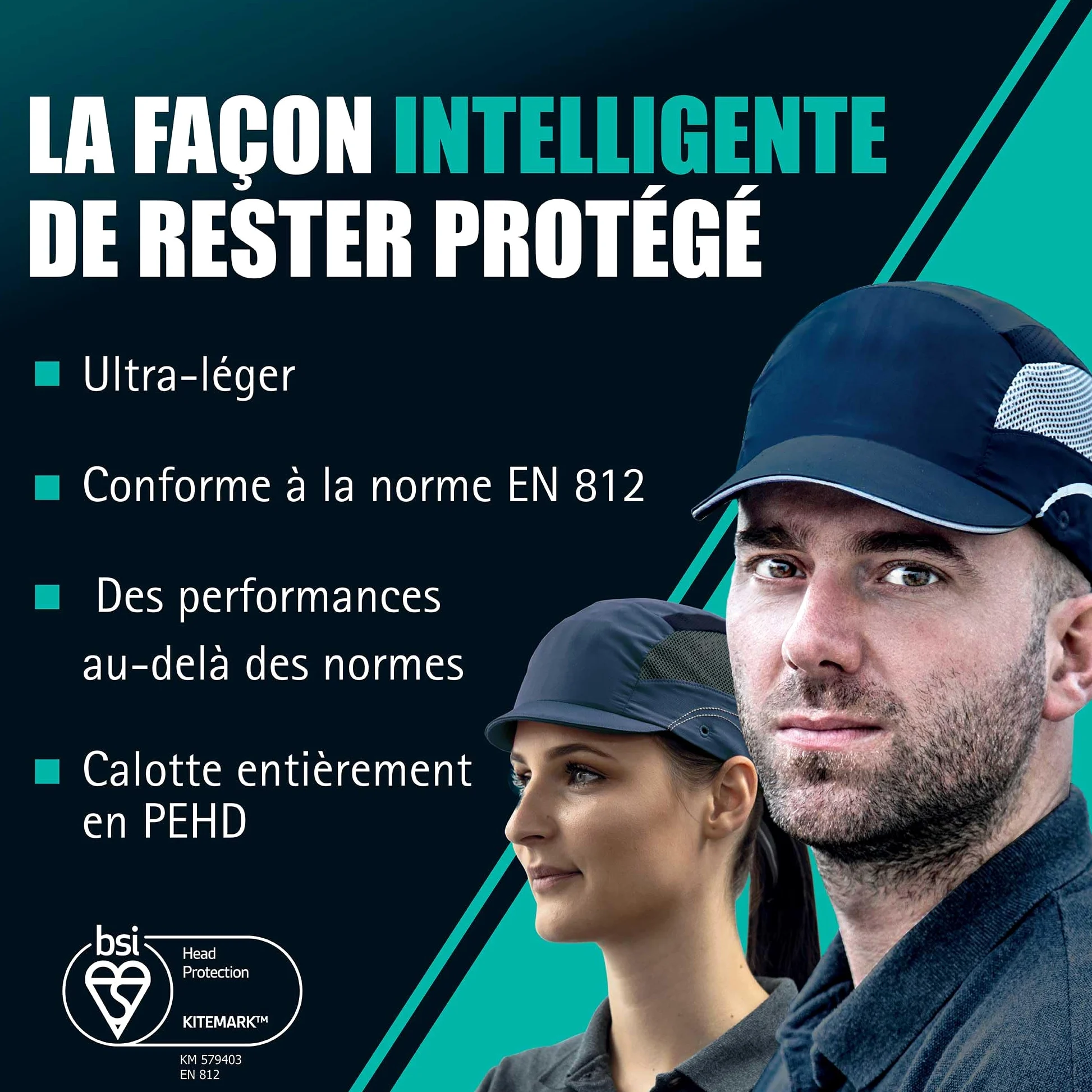 JSP HARDCAP Aerolite Casquette légère - Visière 5 cm - Bleu Marine - Ventilée - Anti-heurt & Coque sécurité en 812 - pour logistique, Maintenance, Industrie & Bricolage - en 812