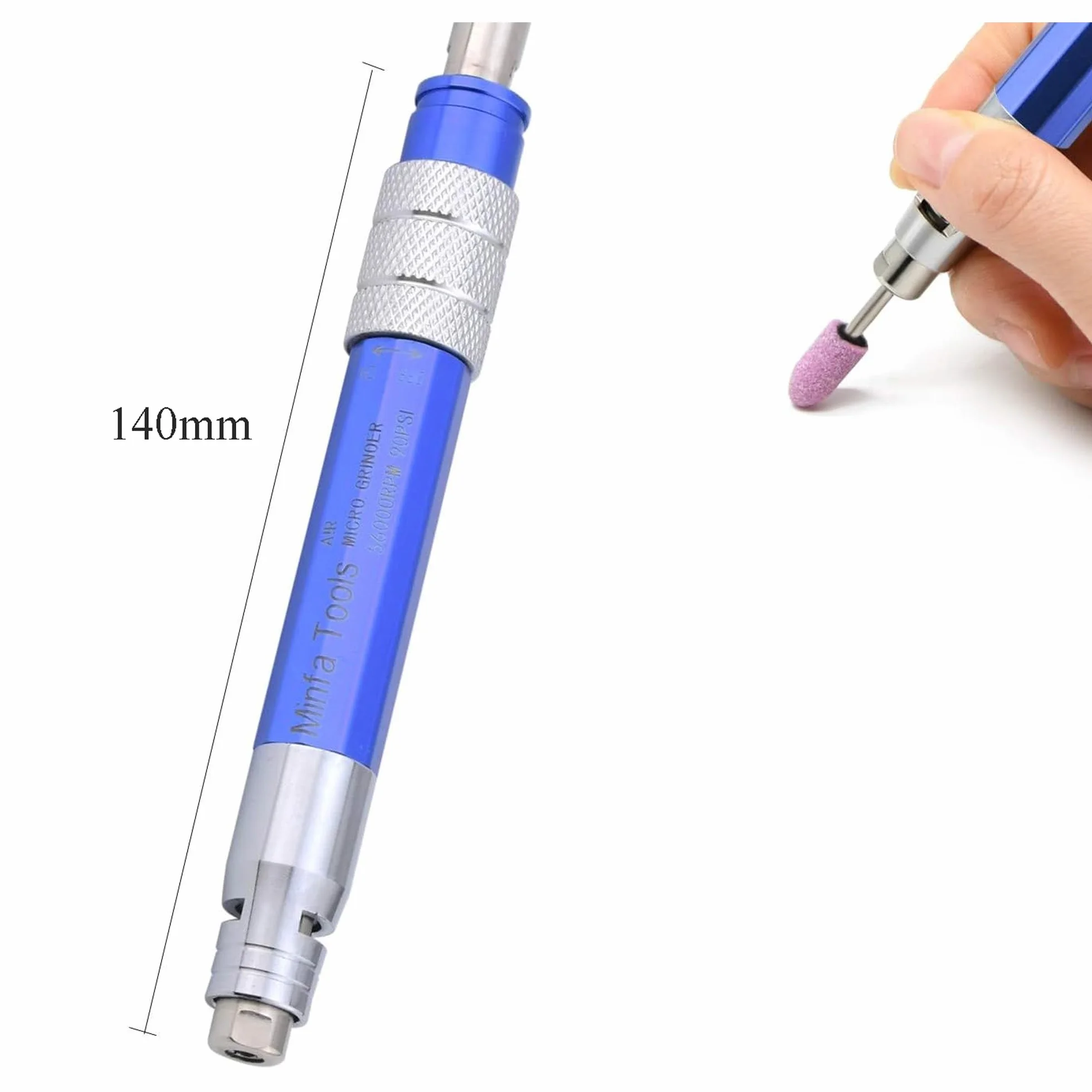 Kit de meuleuse à air comprimé - Mini crayon de 3 mm - Outil de coupe - Crayon pneumatique - Pour meulage et polissage de précision - 56000 tr/min