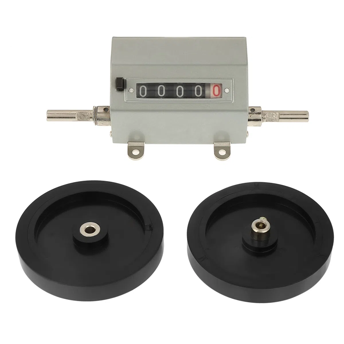 Compteur de Mesure Mètres Corde Câble Longueur Compteur Métal 1Pc Roue Roulante 5 Chiffres 0 9999.9 Longueur Compteur Vitesse Maximale 350 Tr/min Gris Réinitialiser