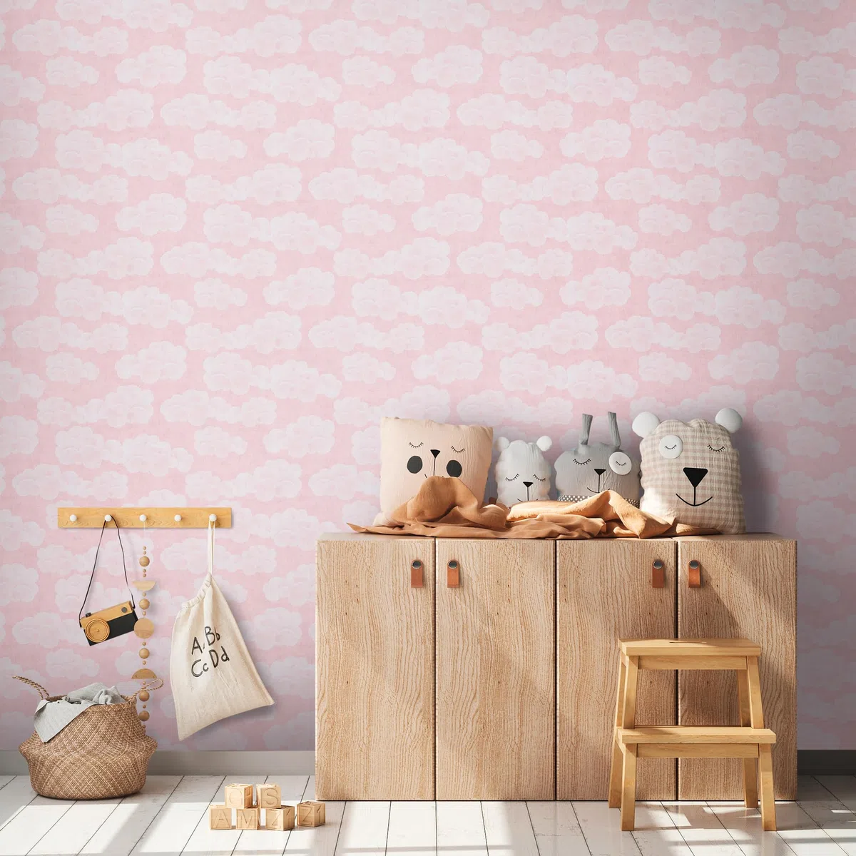 A.S. Création papier peint intissé à motif pour enfants en rosé, blanc – papier peint nuages 10,05 x 0,53 m – 771432