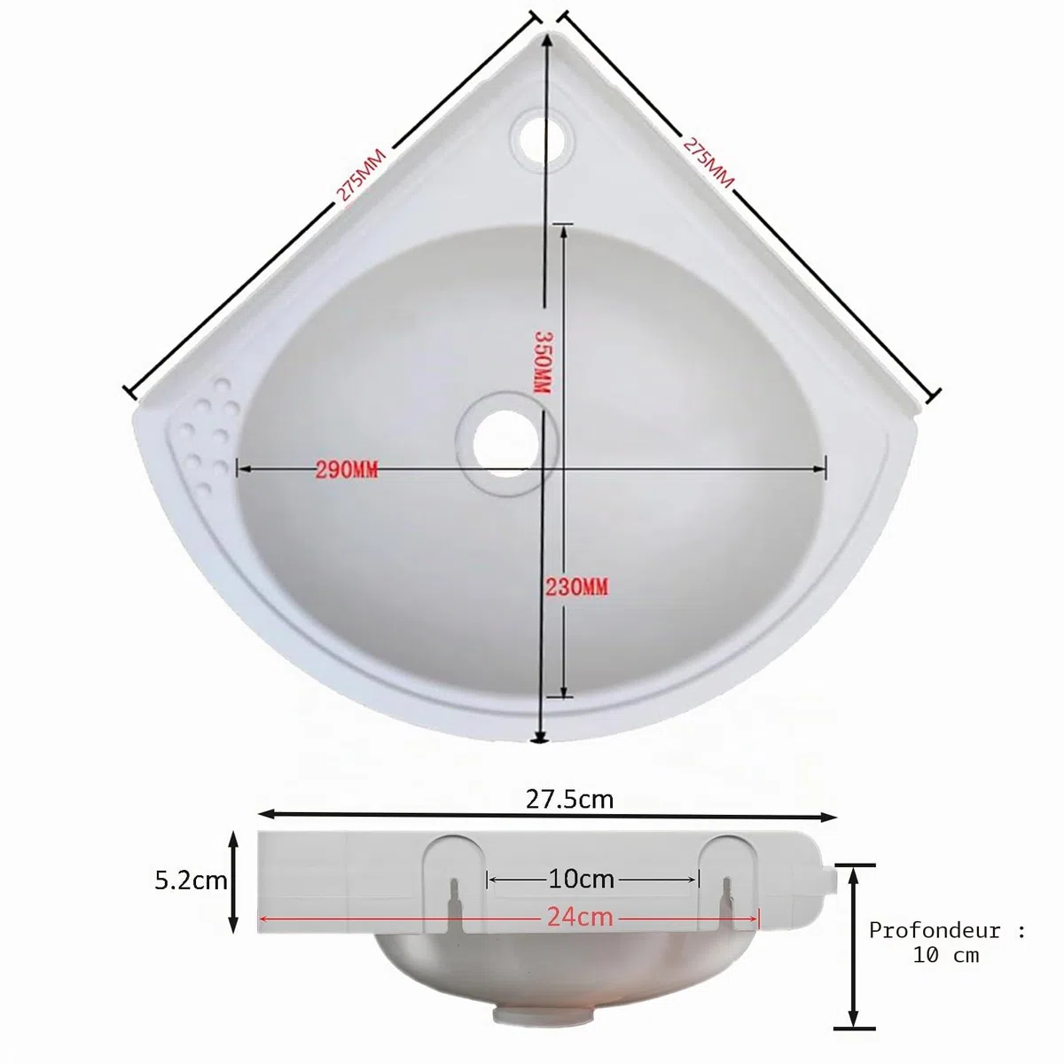 Lavabo coloré en plastique Petit lavabo d'angle pour lavage des mains, Lavabo mural en plastique, Mini lavabo, Lavabo de camping-car Évier pour jardin camping cave