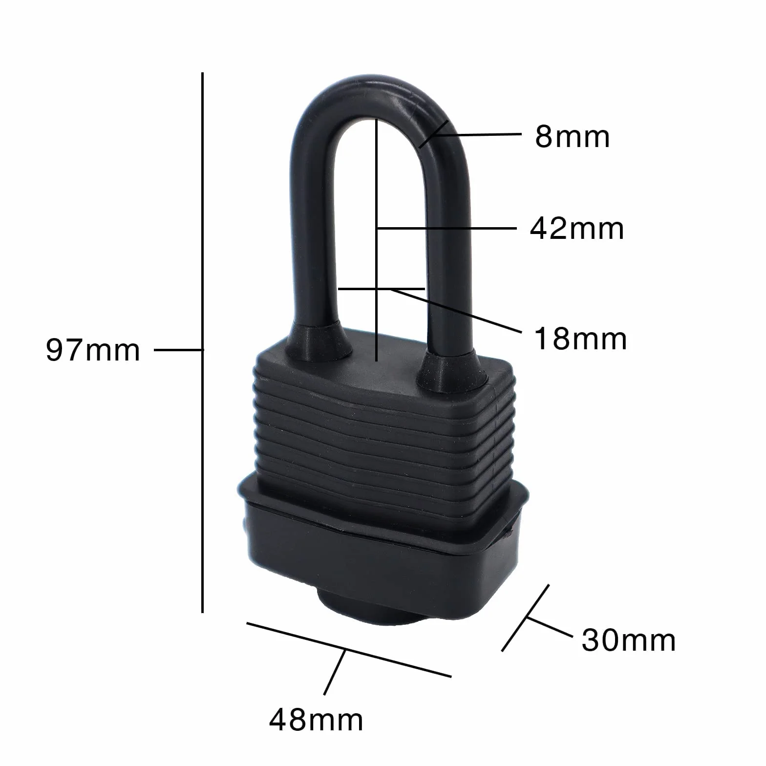 SafiSwords Lot de 6 cadenas étanches avec clés identiques pour une utilisation en extérieur, serrure en acier laminé robuste, 4,5 cm de large, long cadenas